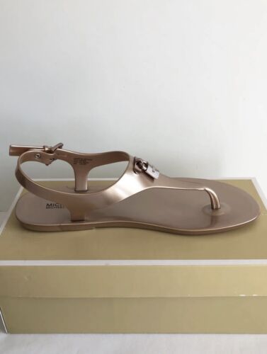MICHAEL KORS Sable Lock Charm MIRA JELLY Thong Sandal Size 8 - Picture 1 of 4