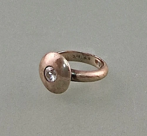 9906002-d Vintage 925er Silver Ring Geometric With White Stone Gr.52