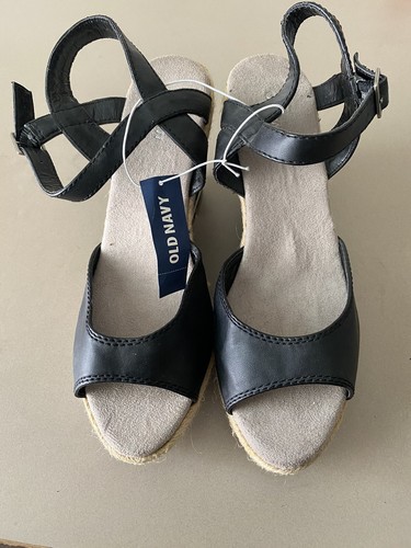 Old Navy Wedges womens 8 Black And White Suede Espadrille Wedges - Picture 1 of 4