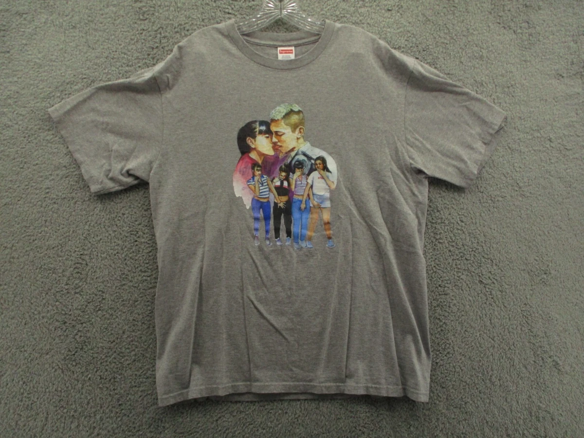 Supreme T Shirt Kiss Tee Short Sleeve Gray FW17 USA Made Mens Size L Large