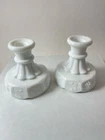 Vtg Set of 2 Candle Stick Holders Westmoreland White Milk Glass Grape Vine