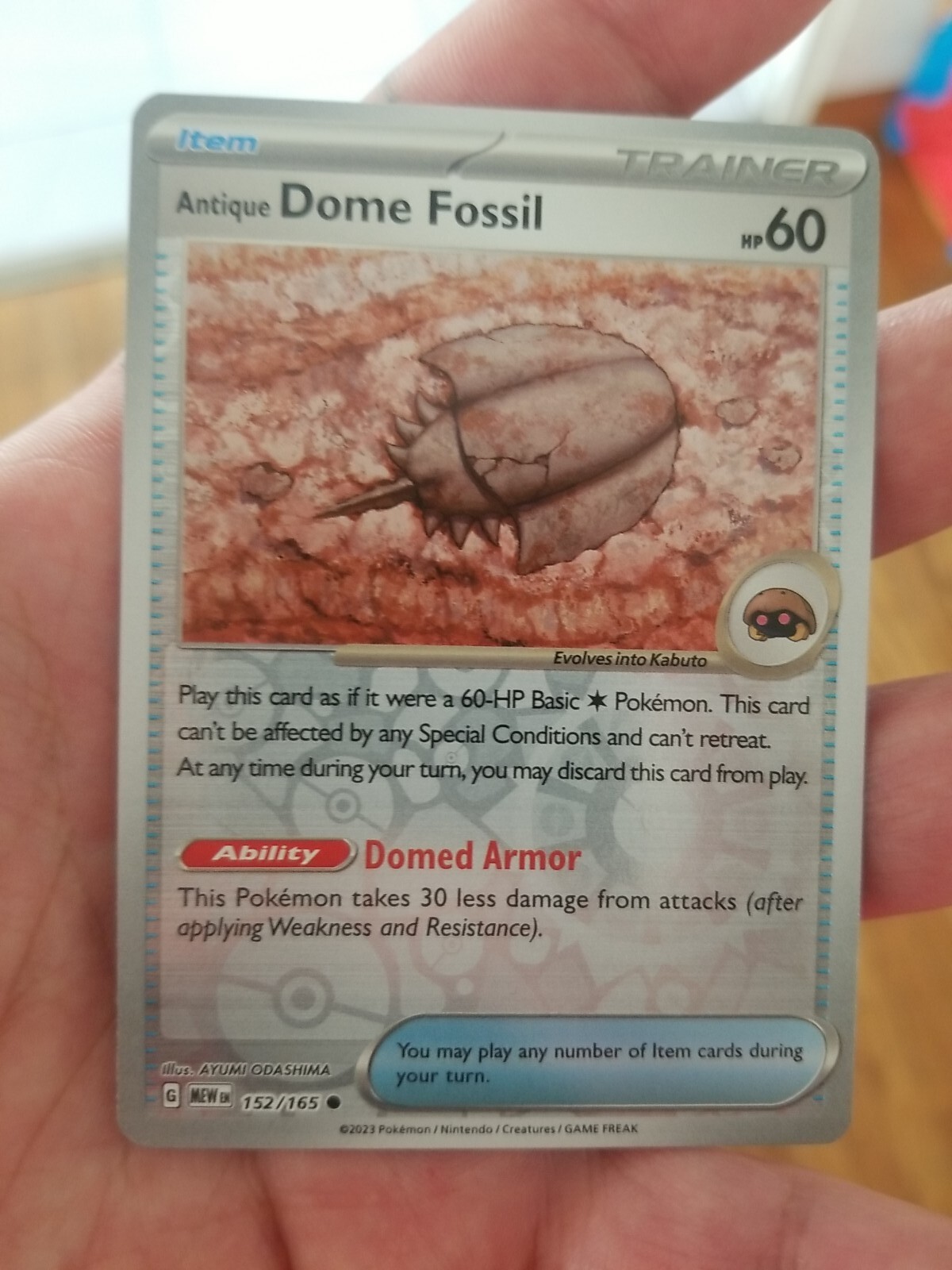 Pokemon ANTIQUE DOME FOSSIL 152/165 - Pokemon 151 - Rev Holo -NM