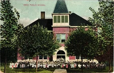 Knox Public School and School Children Knox IN Divided Postcard Posted 1908