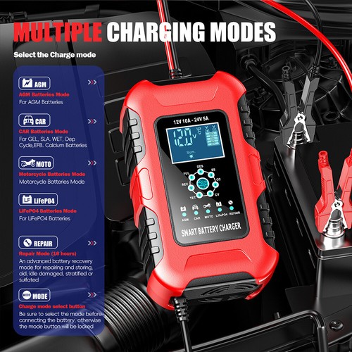 Smart Car Battery Charger 12V 10A/24V 5A Lifepo4 Intelligent Automatic Repair - Picture 5 of 17