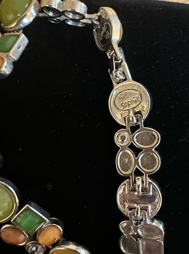 Lia Sophia “Katie” Link Bracelet Multi Colored Rhinestone Silver Tone Clasp - Picture 2 of 5