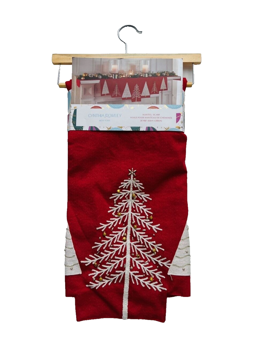 Cynthia Rowley New York Red Trees Holiday Christmas Mantle Scarf