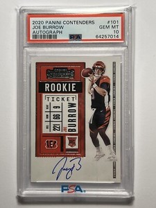2020 Panini Contenders Joe Burrow Rookie Ticket ON CARD Auto RC PSA 10 GEM MINT