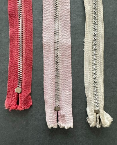 Vintage BULL DOG, TALON, YKK Metal Closed End Zippers - Red, Lilac, Ivory - Picture 13 of 15