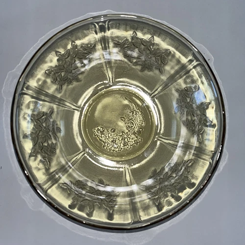 Federal Glass Sharon Cabbage Rose Serving Bowl 8.5", Yellow Depression Glass