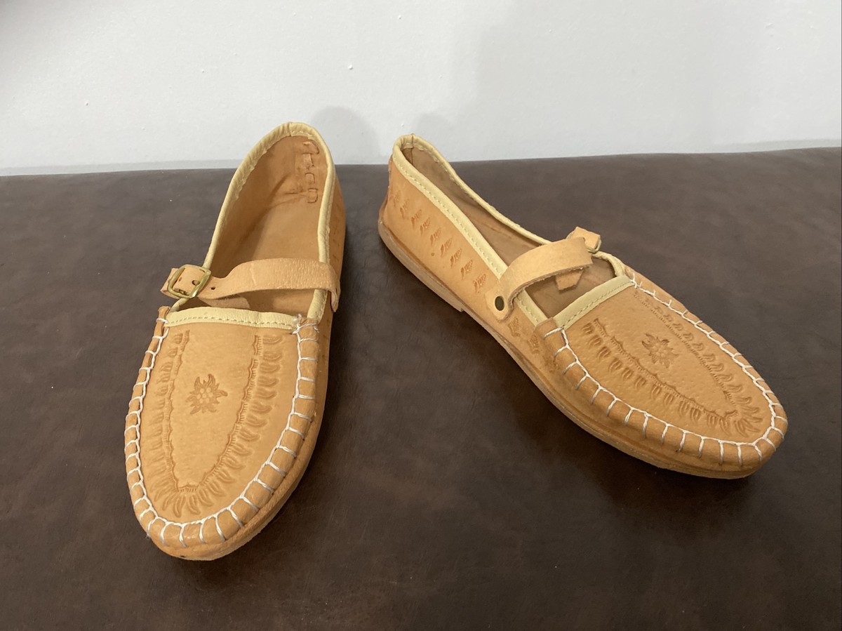 Handmade Polish Goralskie Folk Leather Slippers tooled shoes