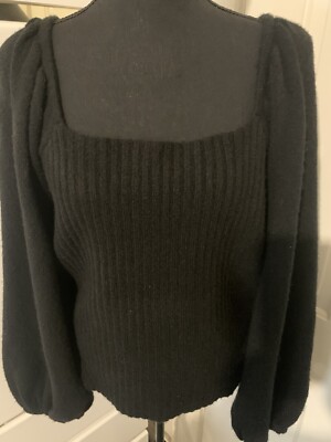 Halogen Designer Women Black Knit Longsleeve Sweater Size XL Brand New With Tags