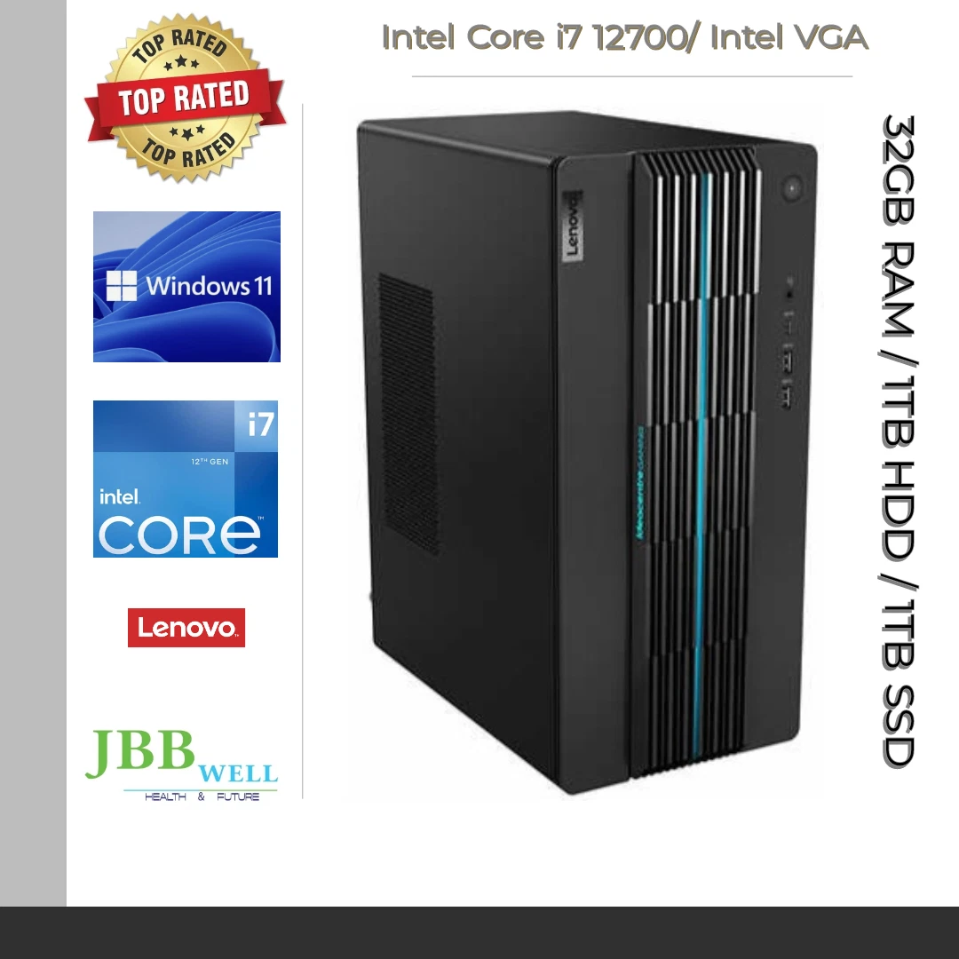 Lenovo Desktop Intel Core i7 12700, 32GB DDR4, 1TB HDD+1TB SSD