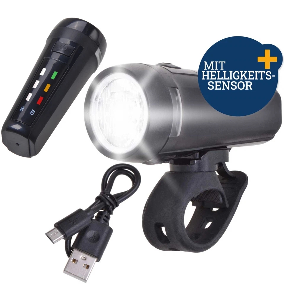 Fahrradlicht Fahrrad Beleuchtung LED StVZO 60 LUX Lampe Scheinwerfer AKKU-216 - Bild 3 von 4