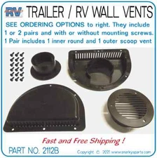 TRAILER / RV  VENTS, BLACK, 1 inner, 1 outer, Utility, Livestock, Motorcycle 