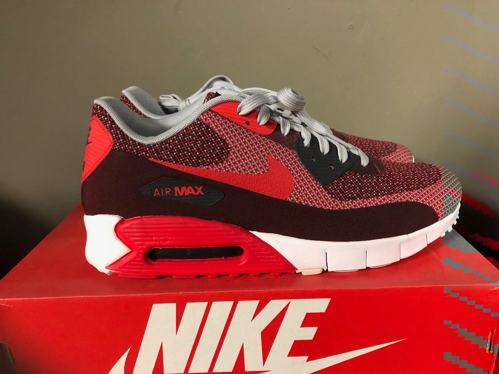 Nike Air Max 90 JCRD Men's shoes 631750 601 Red Wolf Grey NEW Nike Air Max 90 JCRD Men's shoes 631750 601 Red Wolf Grey NEW