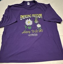 Vintage 90's Purple Butterflies USA Made T Shirt Size XXL Single Stitch Cocoon
