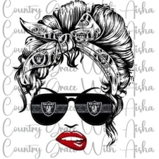 Sublimation Transfer Raiders Football Messy Bun Ready To Press Heat Transfer