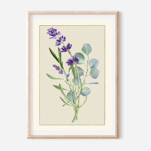 Conjunto de ACUARELA LAVANDA IMPRESIONES ARTÍSTICAS cuadro de pared arte para el hogar (tamaño A4) - Imagen 2 de 4