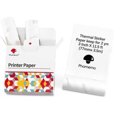 Phomemo 80mm White Square Adhesive Thermal Paper Sticker for Phomemo M03 Printer