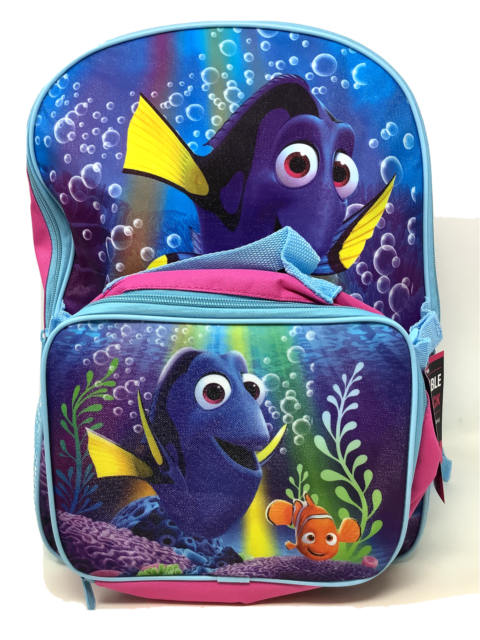 16" School Backpack Finding Dory & Nemo Backpack & Detachable Lunch Box New