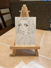 ACEO Original Mixed Media Painting Art Card ATC Pinup girl #729