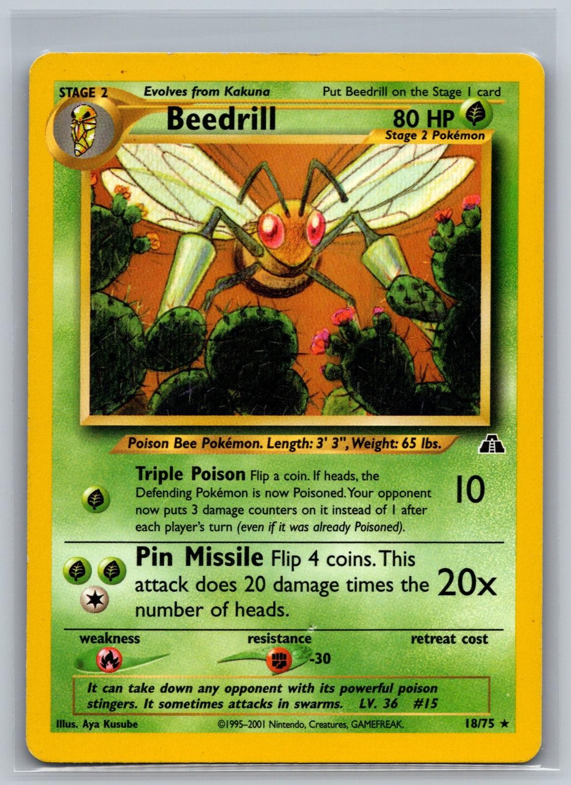 Beedrill 18/75 Rare Neo Discovery Pokemon Unlimited Lightly Played