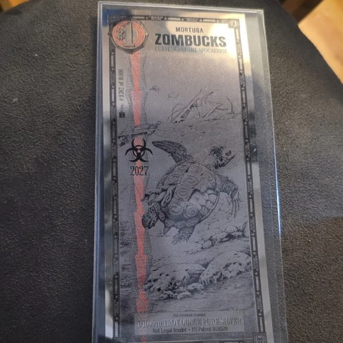 Zombucks Mortuga 2027 1 Troy Ounce .999 Silver Bar Collectible