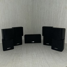 Set Of 5 Bose Double Cube Speakers and Center Channel Acoustimass Lifestyle