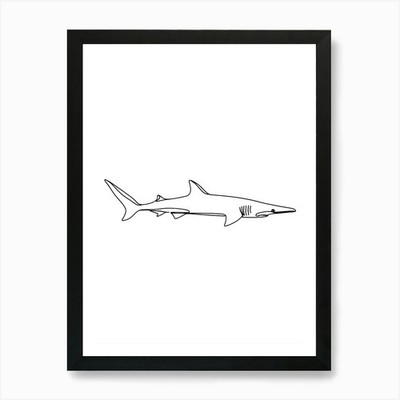 Hai Zeichnung 1 Kunstdruck gerahmt Wandbild Poster Leinwanddruck Bild