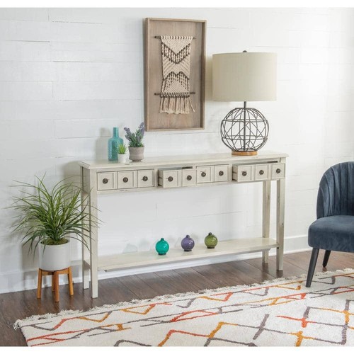 Powell Company Strand 60 in. Cream Rectangle Wood Console Table with Drawers - Picture 10 of 12