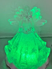 Vtg. 7" ILLUMINATING ACRYLIC CHRISTMAS ANGEL WITH DOVE FIGURINE MULTI-COLOR c44