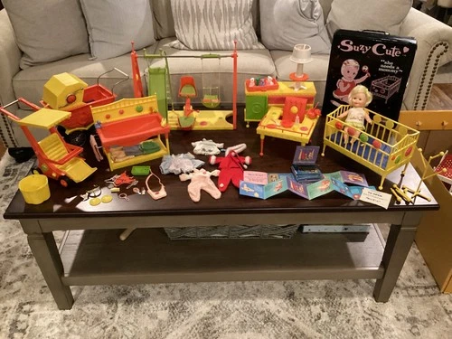 VTG 1960s Suzy Cute Topper Toys Doll with Case, Clothes, Accessories & Furniture