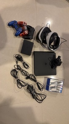 PS4 4 Slim Console 1TB w/ VR Headset Bundle, Camera, 3 Controllers & 5 Games