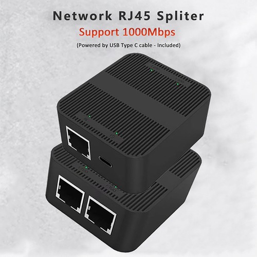 Ethernet Splitter Rj45 1 In 2 Out 1000Mbps USB C Power Sicher Stabile Signa KUI - Photo 9/24