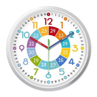 XFM Learning Clock for Kids Silent Non Ticking Battery 8 Inch-1pcs, Colorful4 