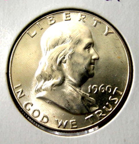 1960 SILVER FRANKLIN UNCIRCULATED HALF DOLLAR BRILLIANT LUSTER  UNC MS