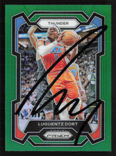 Lugentz Dort Signed 2023-24 Green Panini Prizm NBA Card #254 OKC Thunder