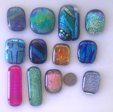dichroic glass cabochon lot of 12 fused COE90 hand made crafted