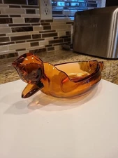 Ashtray Duncan Miller Pall Mall Duck Amber  Art Glass figural Cigarette Ashtray