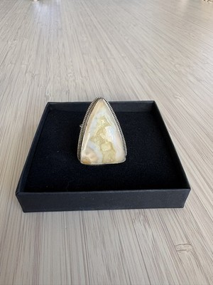 HEATHER BENJAMIN 18k Gold Plated Triangular Drusy Quartz Ring Size 6.5 