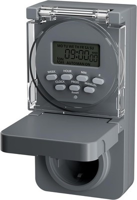 HBN Digitale Zeitschaltuhr Steckdose Außen, 8 Schaltprogramme, 3680W, IP44