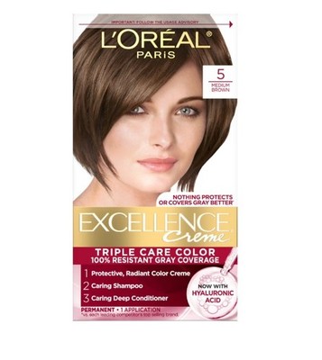 Loreal Excellence Creme Permanent Hair Dye Triple Care Color #5 Medium Brown