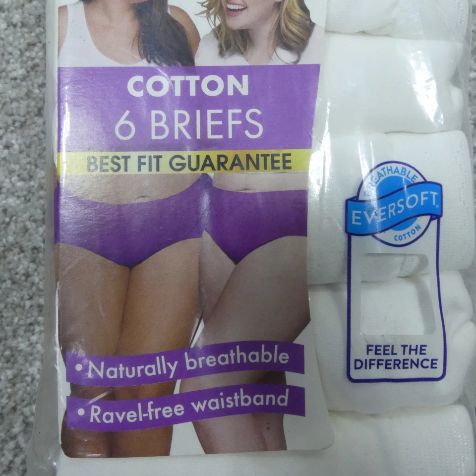 Roupa íntima feminina Fruit Of The Loom 11 3X cuecas brancas serve para mim algodão 6 pares - Imagem 3 de 4