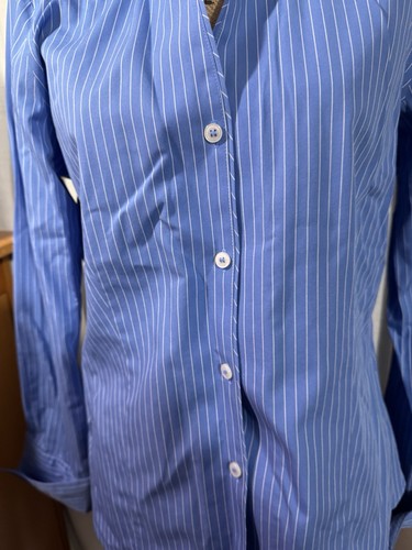 Camicia donna Jones New York taglia 12 blu e bianca senza ferro con bottoni - Foto 3 di 9