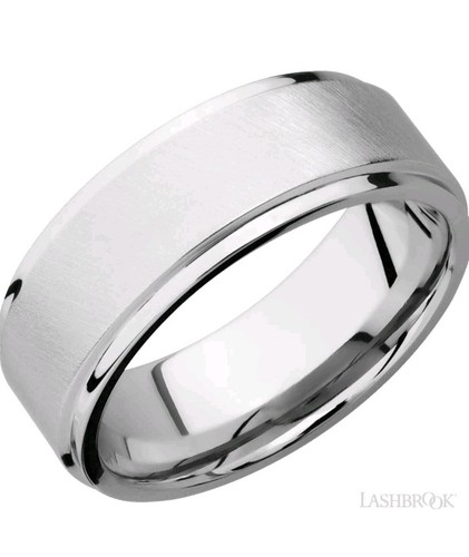 Lashbrook SAMPLE Size 10 14K White Gold Angle Satin Polished Men's Ring Band