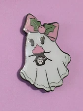 Holiday Ghostees Enamel Pin Ghost With Coffee & Bow PSL GITD Whatevs 