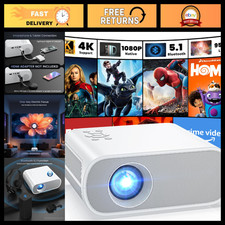 1080P Mini Bluetooth Portable Projector for Home Theater, Movies  Gaming