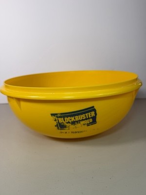 Blockbuster Video Popcorn Bowl Tupperware 90 s Vintage Yellow 12  NO LID