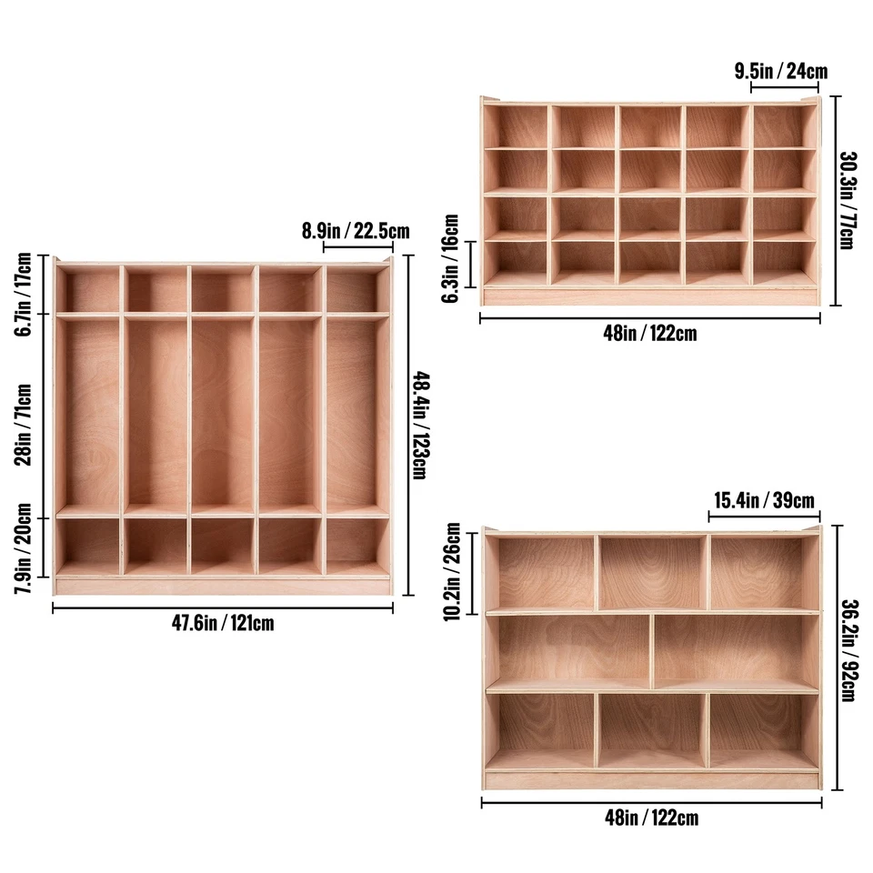 Uimoso Armario de Almacenamiento para Aula Preescolar Madera Cubby Organizador con Ruedas Foto 2 de 2