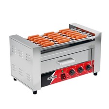 Hot Dog 7 Roller with Bun Warmer,Commercial 7 Nonstick 304 Roller Grill Cooke...